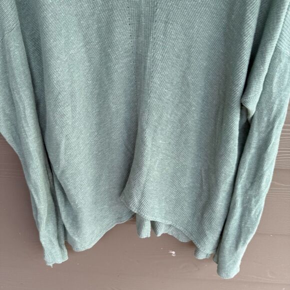 Eileen Fisher Green V-Neck Sweater Lightweight Knit - Picture 4 of 5